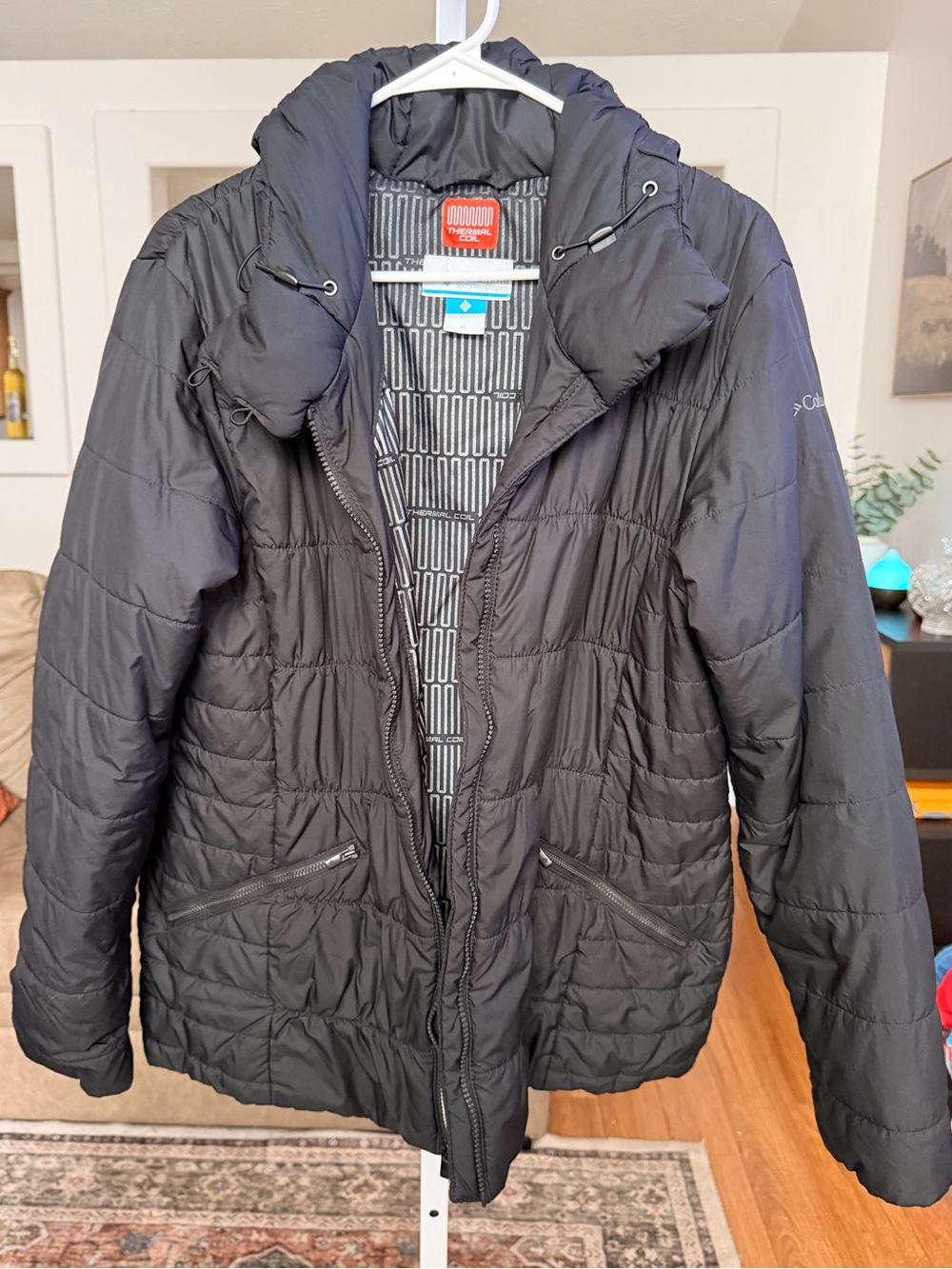 Women’s Columbia Black Quilted Hooded Puffer Jacket Size XL